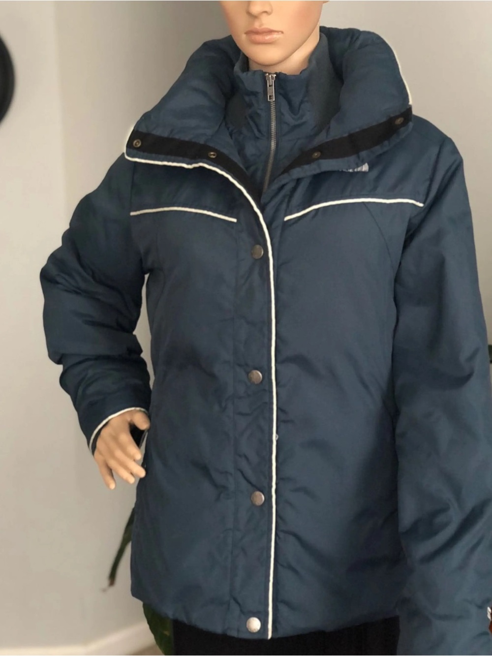 The North Face Women’s Medium 550 Goose Down Ski Jacket Snow Coat Blue Green